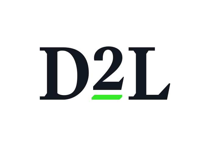 D2L logo in black.