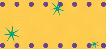 Celebratory graphic displaying 'You started a Handout Activity 1,420,000 times' with purple dots and turquoise stars on a yellow background.