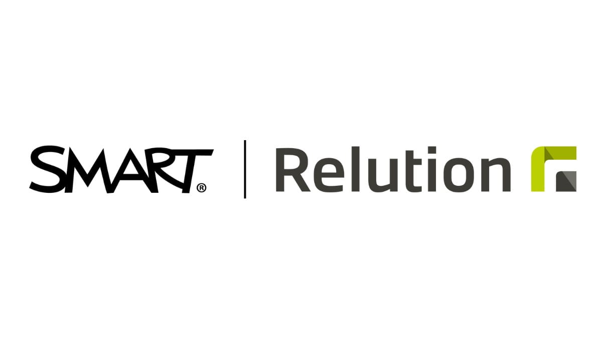 The logos of "SMART" and "Relution" displayed side by side, separated by a vertical line. 