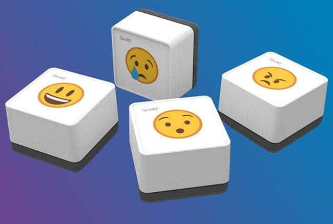 Set of digital stamps featuring smiley faces for the Tool Explorer platform, designed to enhance interactivity on interactive displays.