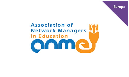 Logo of the Association of Network Managers in Education featuring an orange plug graphic forming the letters ANME.