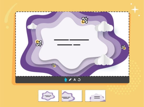 Creative artwork illustrating a selection of page layout options with decorative elements, signifying the variety of page templates available for lesson and presentation enhancement.