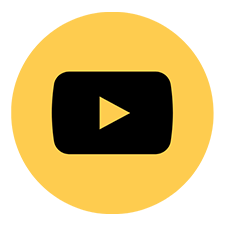 Zwart YouTube-logo op gele achtergrond