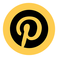Logotipo de Pinterest en negro sobre un fondo amarillo